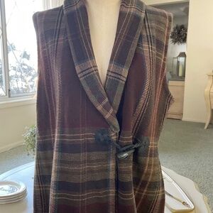 Ralph Lauren Brown, Green, Tan and Burgundy Vest, size XL
